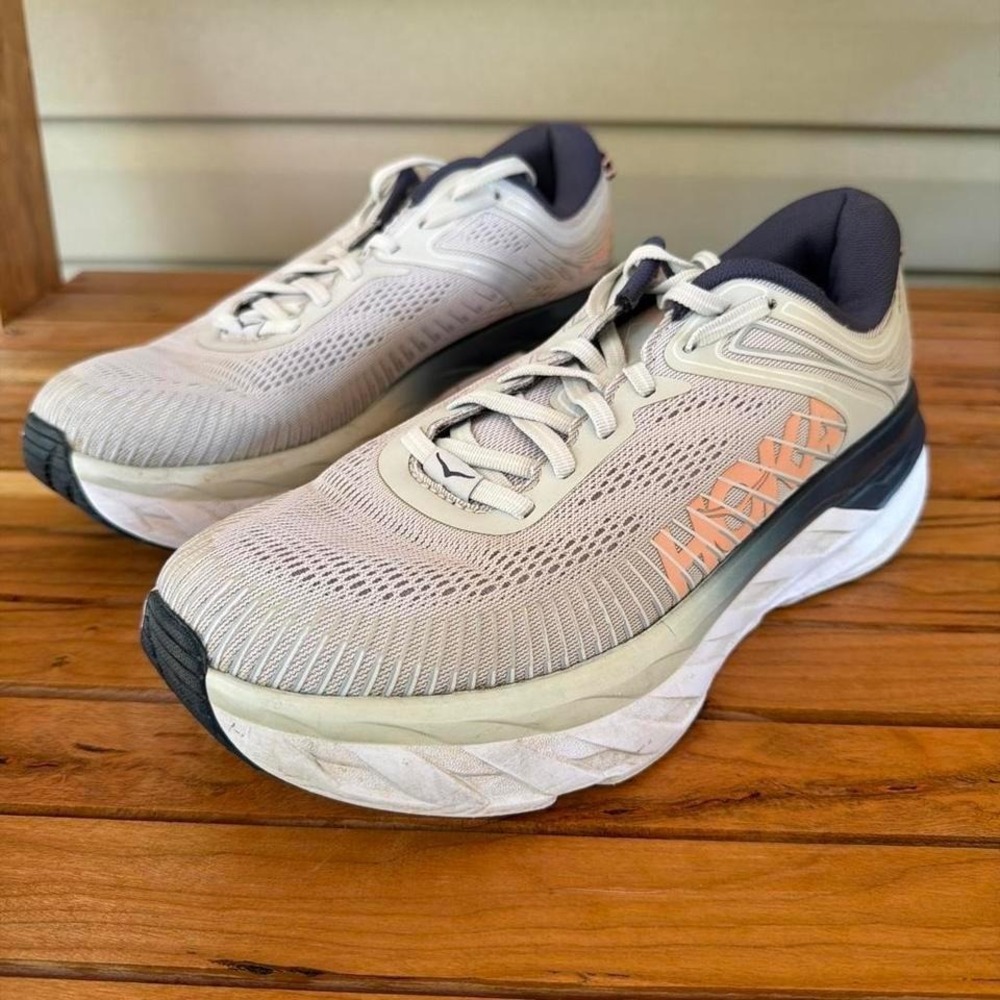 Hoka One One Bondi 7 Lunar Rock Running Walking Shoes Women's 9.5 Sneakers - Picture 5 of 8